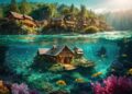 Mystical Seabed Haven: Unveiling the Underwater Village Stock ...