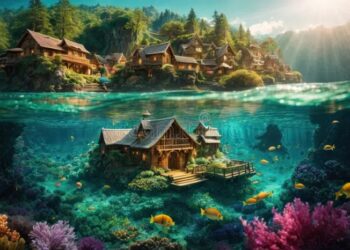 Mystical Seabed Haven: Unveiling the Underwater Village Stock ...